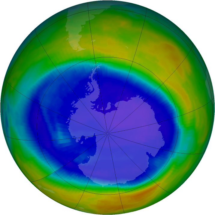 Antarctic ozone map for 01 September 2000